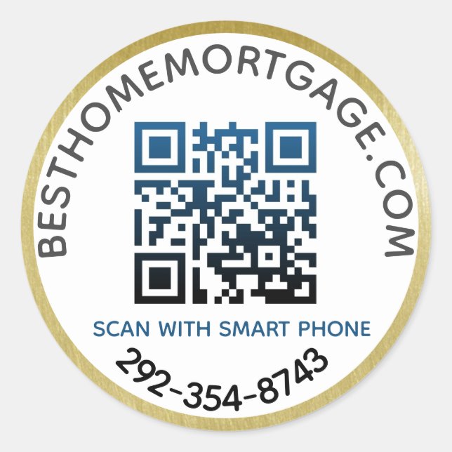 QR Code Realtor Mortgage Company  Classic Round Sticker (Front)