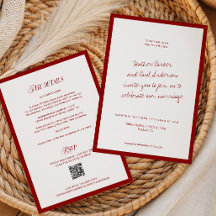 QR Code Red Classic Minimalist Wedding