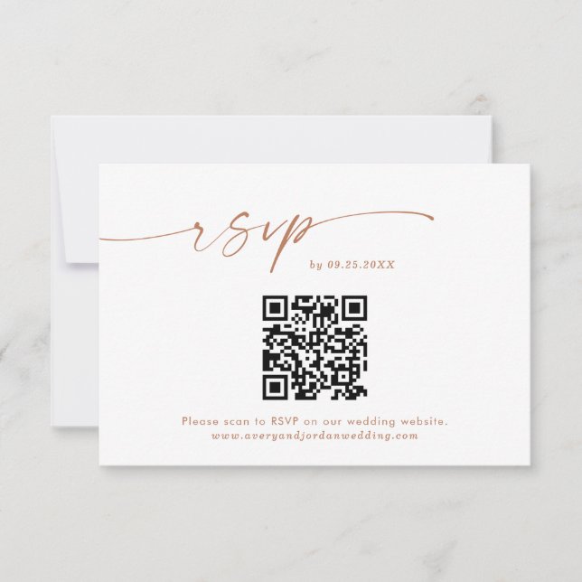 QR Code Response Card Boho Terracotta Wedding RSVP (Front)