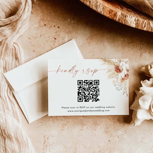 QR Code Response Card | Boho Wedding RSVP Card (Creator Uploaded)