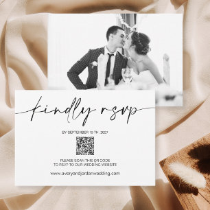 QR Code Response Card Photo Black & White RSVP