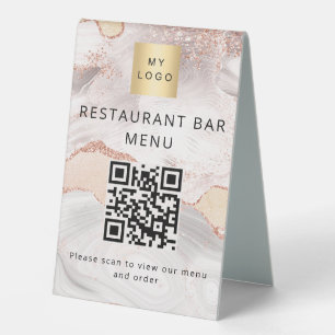 QR code restaurant cafe bar scan menu rose gold