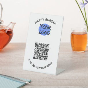 QR code Restaurant Minimalistic Pedestal Sign