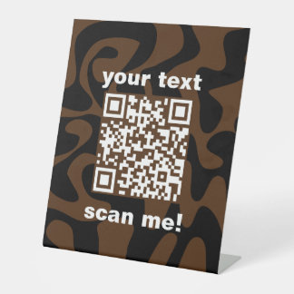 QR Code Retro Brown Black Stand for Shop Pedestal Sign