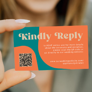 QR Code retro wedding budget online RSVP Enclosure Card