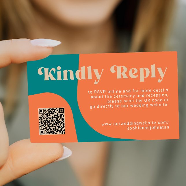 QR Code retro wedding budget online RSVP Enclosure Card (Creator Uploaded)