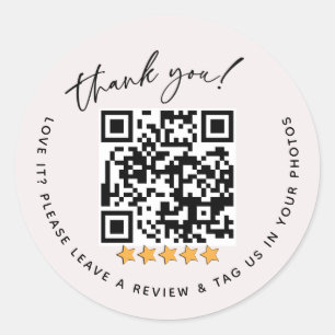 QR Code Review Packaging   Classic Round Sticker