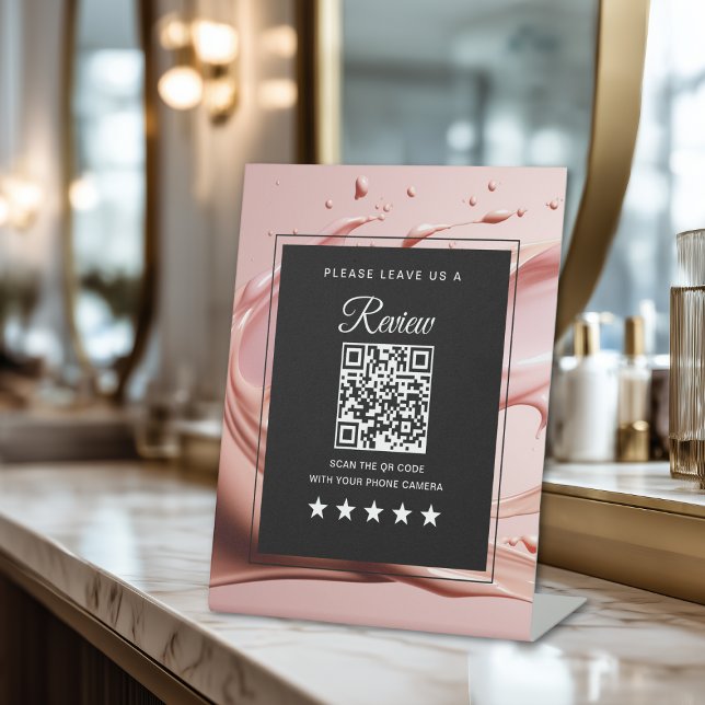 Qr Code Reviews Pink Blush Salon  Pedestal Sign (Qr Code Reviews Pink Blush Salon Pedestal Sign
)