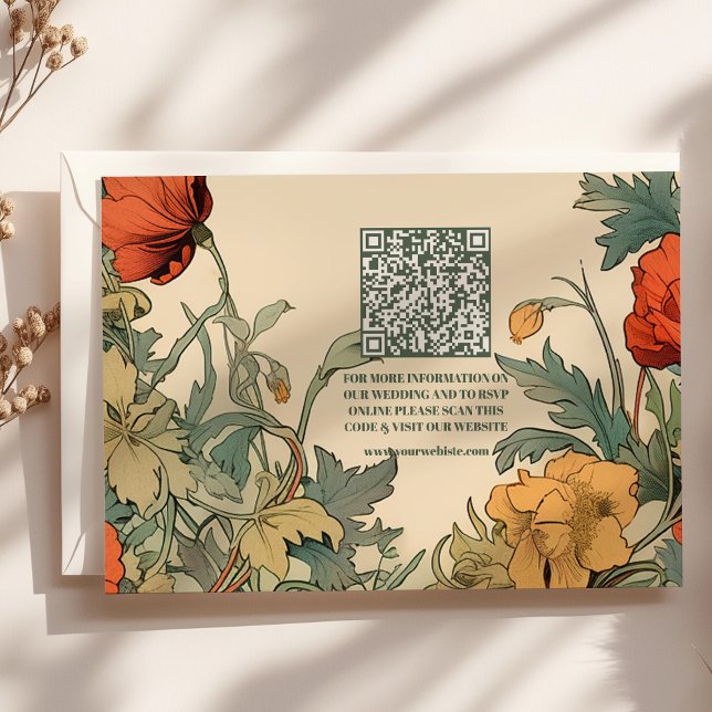  QR Code Romantic Art Nouveau Wedding Enclosure Card (Creator Uploaded)