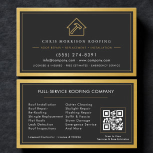 QR Code Roofing Construction Services  Business Card