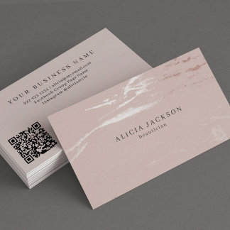 QR CODE rose gold silver elegant metallic scan me Business Card