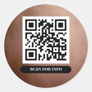 QR Code Rose Gold Unique Professional Trendy Chic Classic Round Sticker