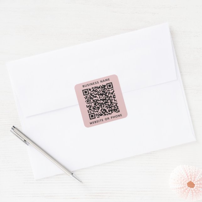QR Code Round Business Square Sticker (Envelope)