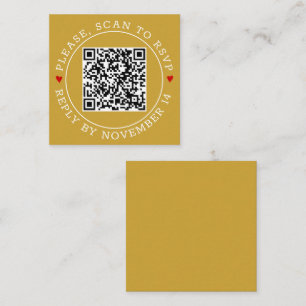 QR code RSVP border modern gold wedding Enclosure Card