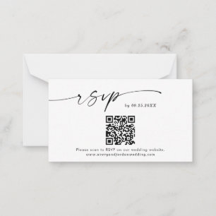 QR Code RSVP Card Modern Minimalist Wedding RSVP