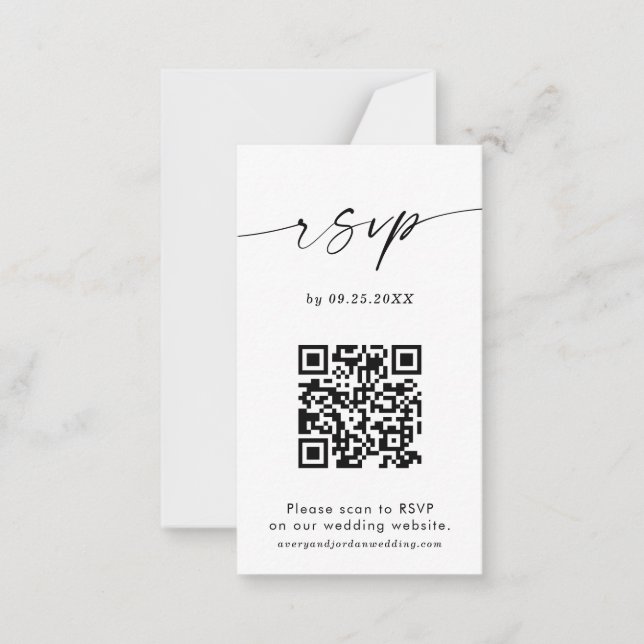 QR Code RSVP Card | Modern Minimalist Wedding RSVP (Front)