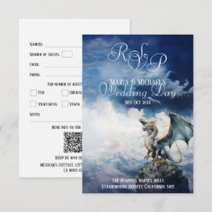 QR Code RSVP Celtic Dragon Fantasy Fairytale Enclosure Card