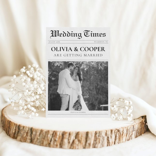 QR Code RSVP Details Newspaper Wedding Invitation (Creator Uploaded)
