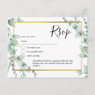 QR CODE RSVP Eucalyptus Leaves Greenery Wedding Postcard
