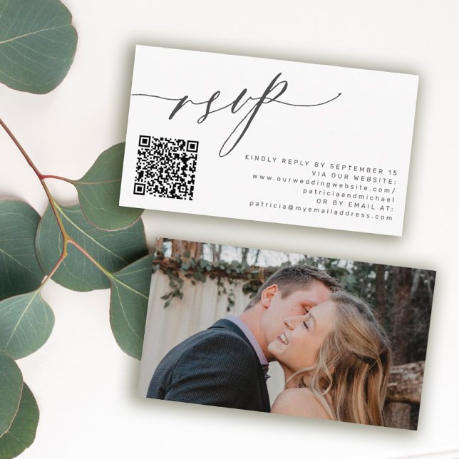 QR code RSVP modern photo wedding website Enclosure Card (Creator Uploaded)