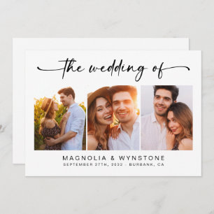 QR Code RSVP Modern Three Photo Wedding Invitation