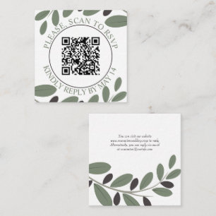 QR code RSVP, Olive branch Mediterranean wedding Enclosure Card