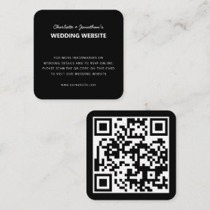 QR Code RSVP Online Wedding Website Simple Black Enclosure Card