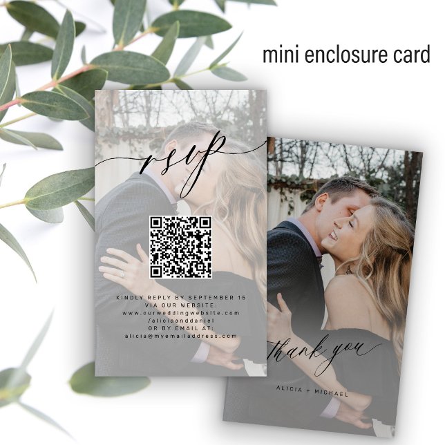 QR code RSVP photo wedding website elegant Enclosure Card (Creator Uploaded)