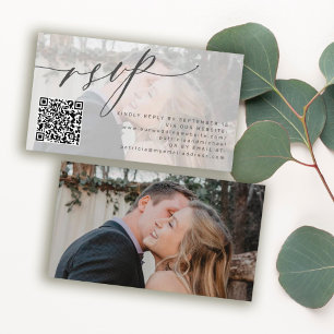 QR code RSVP simple photo wedding website Enclosure Card