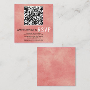 QR code RSVP stained coral pink wedding Enclosure Card