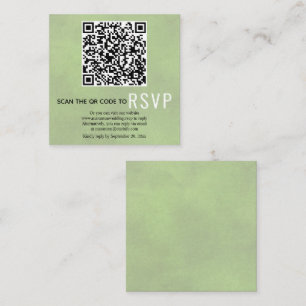 QR code RSVP stained sage green wedding Enclosure Card