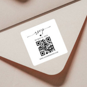 QR Code RSVP Sticker Square Return Label
