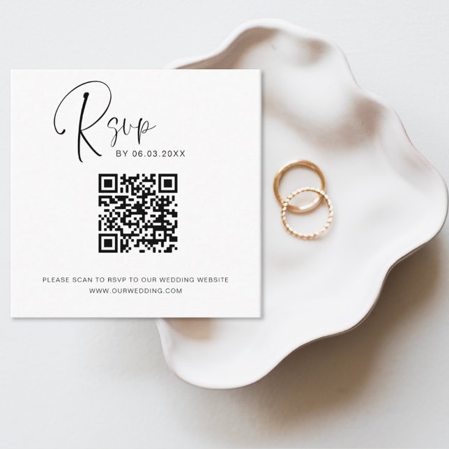 QR Code RSVP Wedding Website Elegant Enclosure Car Card (Creator Uploaded)