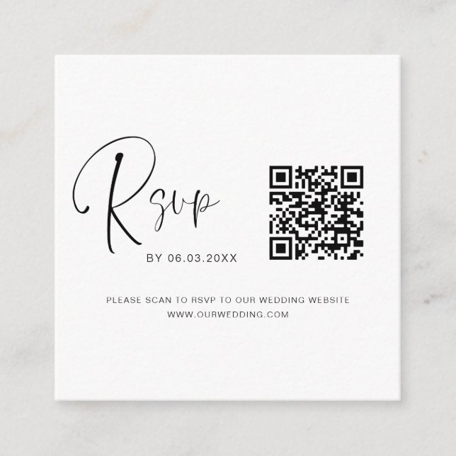 QR Code RSVP Wedding Website Enclosure Card (Front)