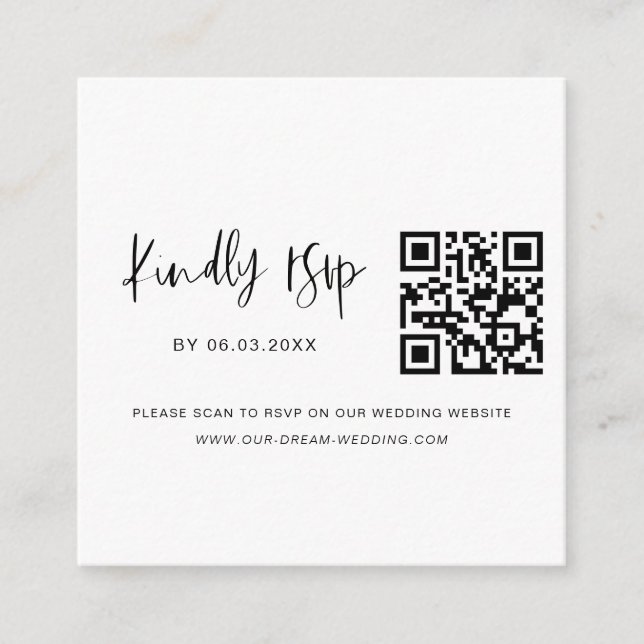 QR Code RSVP Wedding Website Minimalist Enclosure Card (Front)