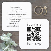 QR Code RSVP Wedding Website Square Enclosure Card