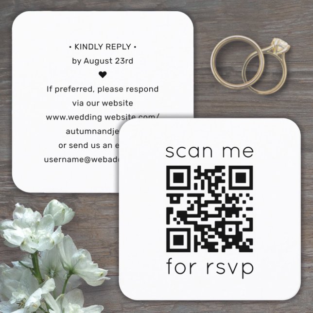 QR Code RSVP Wedding Website Square Enclosure Card (Creator Uploaded)