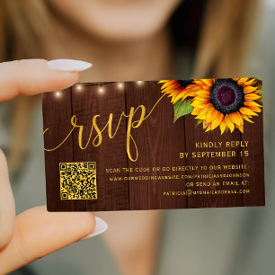 QR code rustic country chic wedding RSVP Enclosure Card