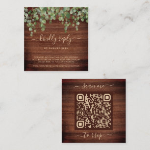 QR Code Rustic Eucalyptus Greenery Wedding RSVP Enclosure Card