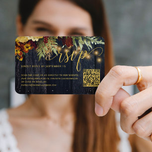 QR code rustic fall floral wedding RSVP enclosure