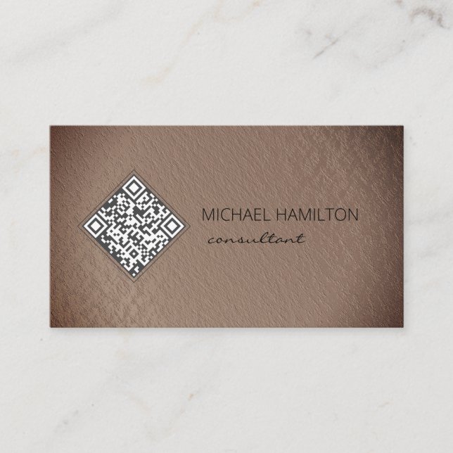 QR Code Rustic Foil Profile Business Card (Front)