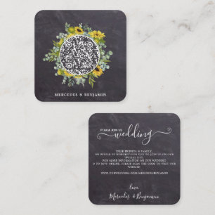 QR Code Rustic Sunflower Eucalyptus Wedding Invite