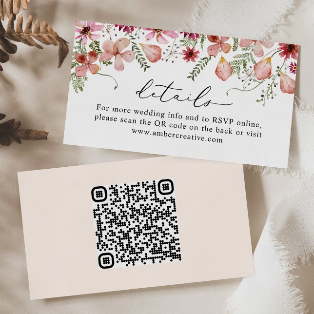 QR code Rustic Wedding Details Enclosure Card (Creator Uploaded)