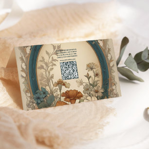 QR Code Sage Green Art Nouveau Alphonse Wedding Enclosure Card