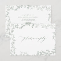 QR Code Sage Green Leafy Frame Rustic Wedding
