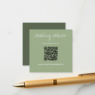 QR Code Sage Wedding Website Enclosure Card