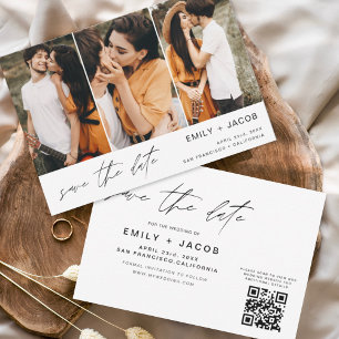QR Code Save the Date 3 Photo Elegant Modern