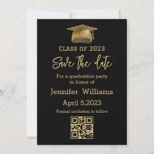 qr code save the date graduation chic Announcement