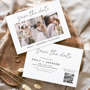 QR Code - Save the Date  Modern 3 Photo Elegant