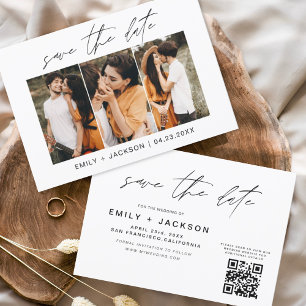 QR Code - Save the Date  Modern 3 Photo Elegant